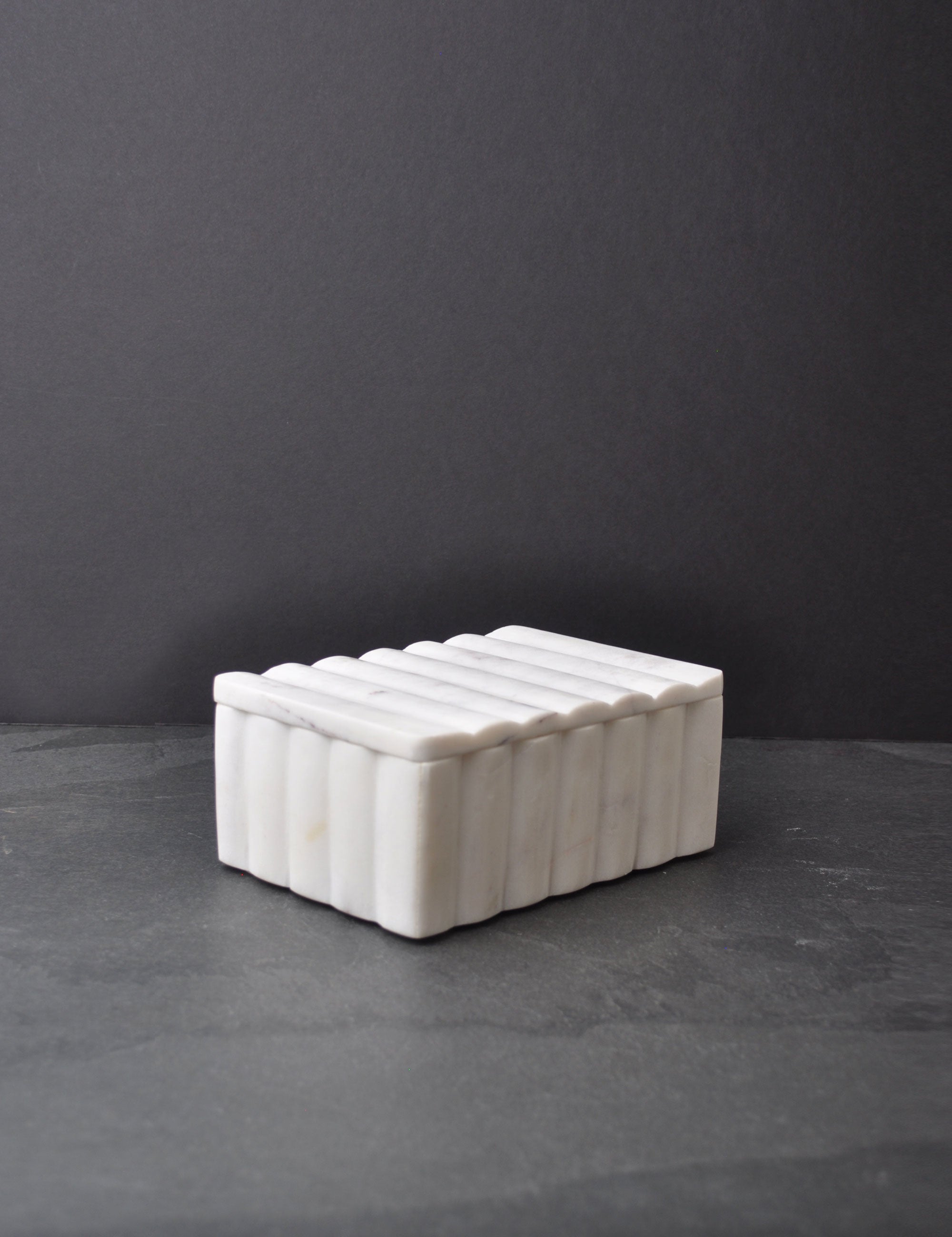 Reeded White Marble Box
