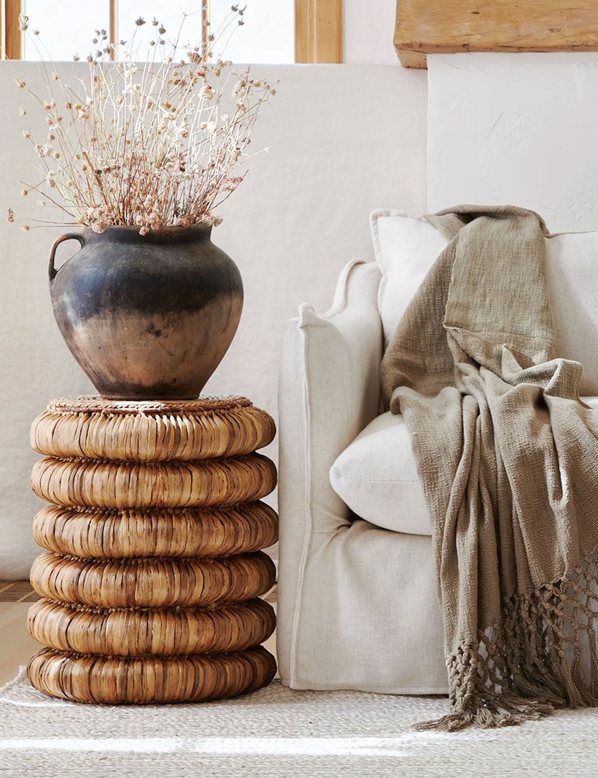 Handwoven Round Side Table