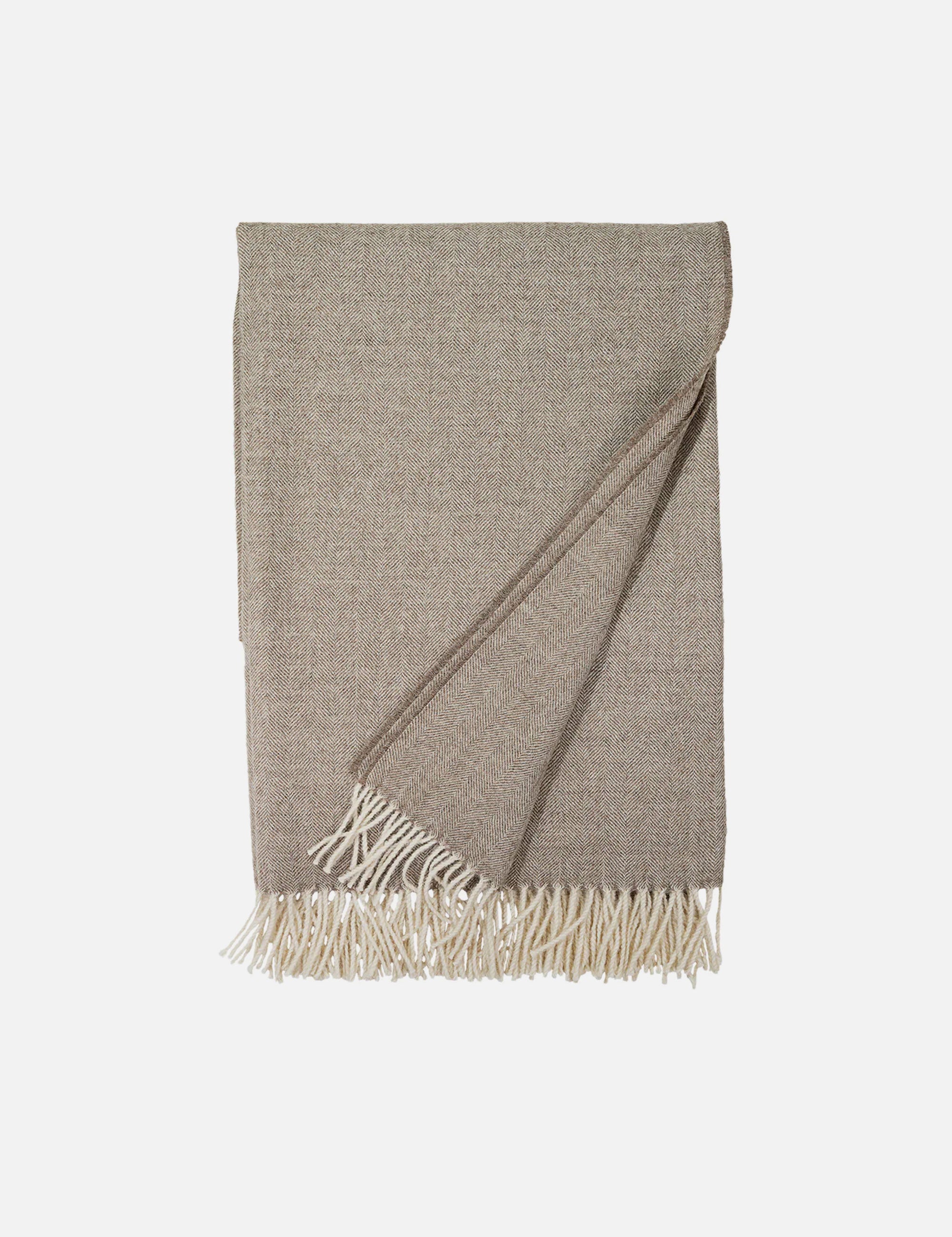 Sustainable Baby Alpaca Throw, Camel Herringbone