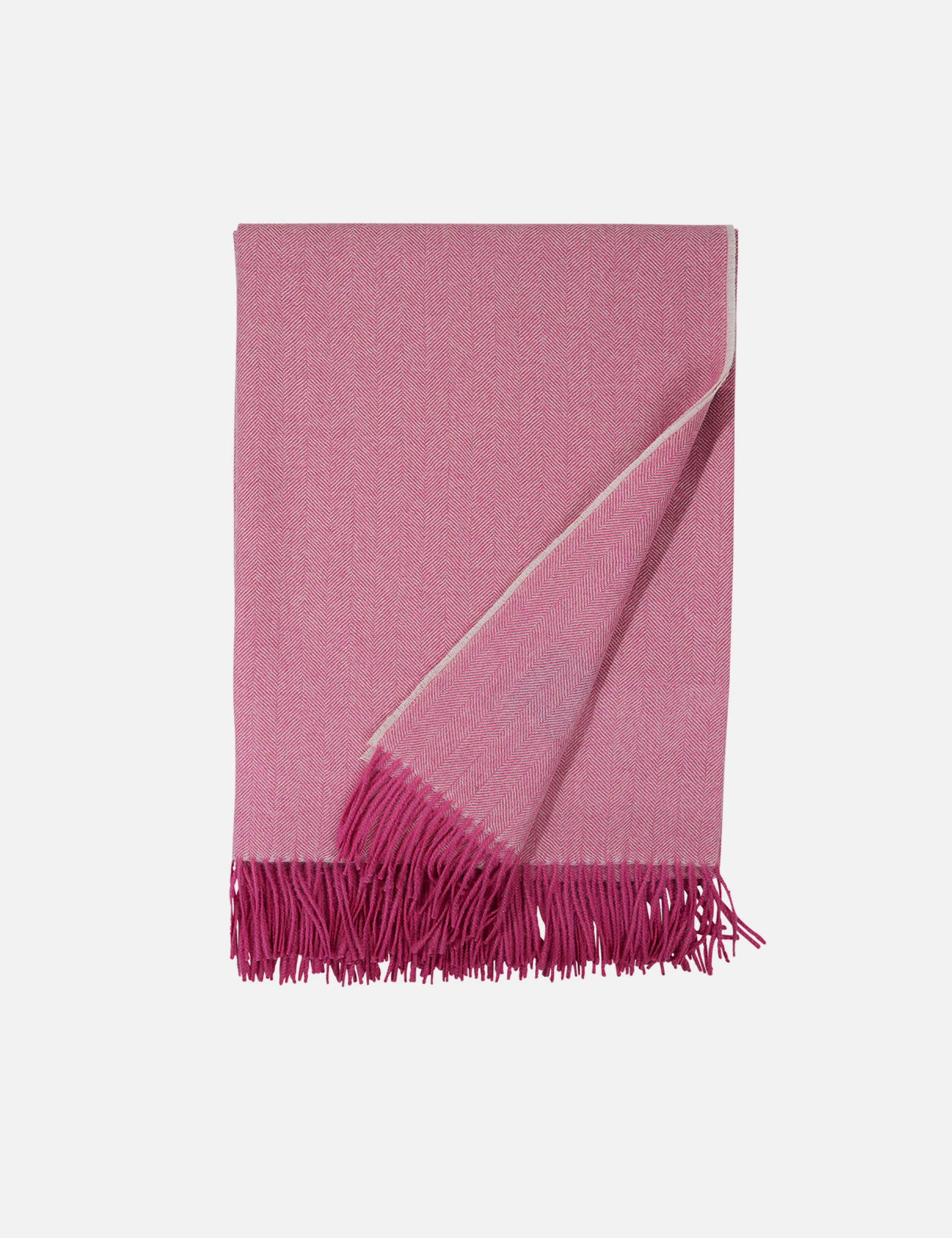 Sustainable Baby Alpaca Throw, Fuchsia Herringbone