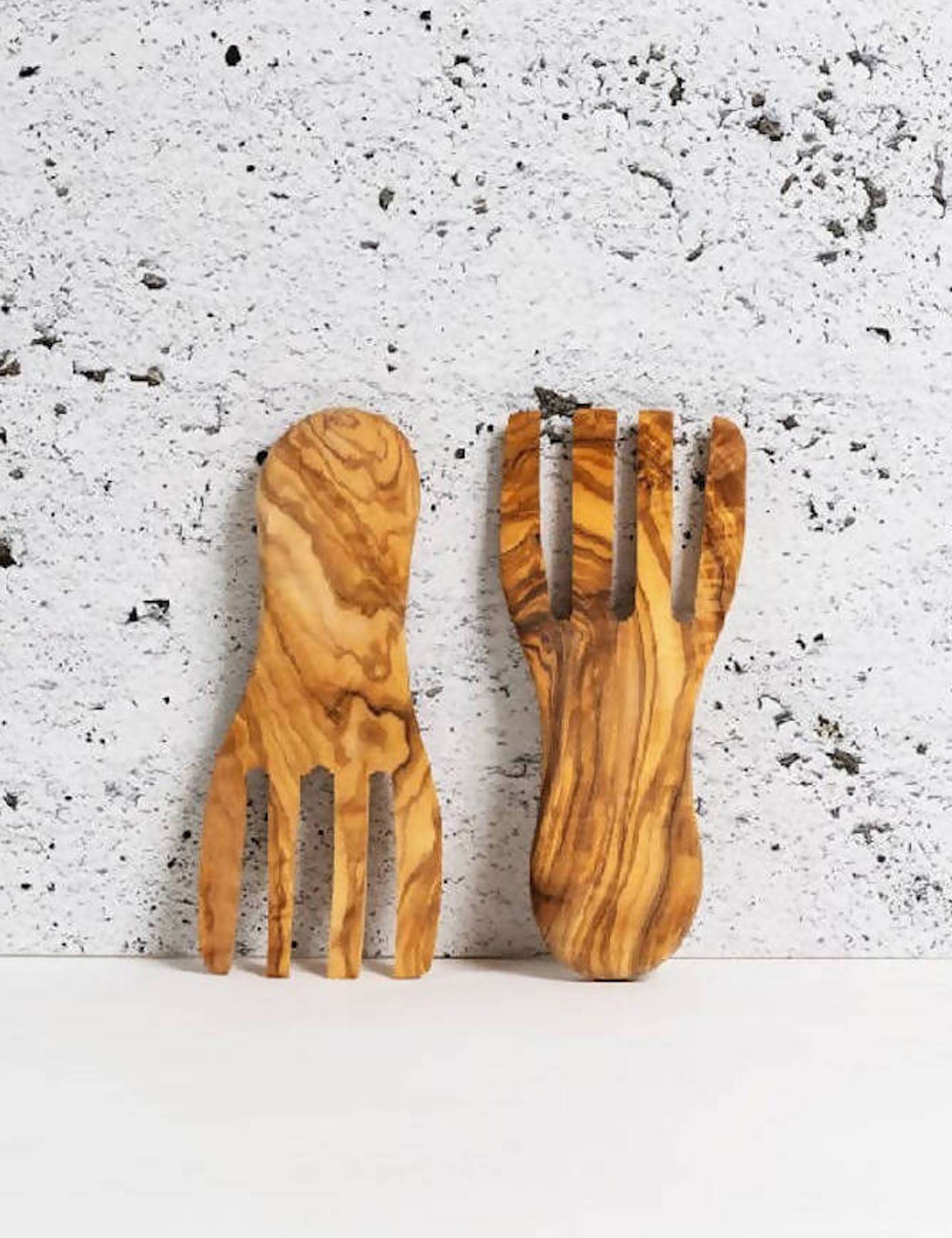 Handcrafted Olive Wood Salad Server Set