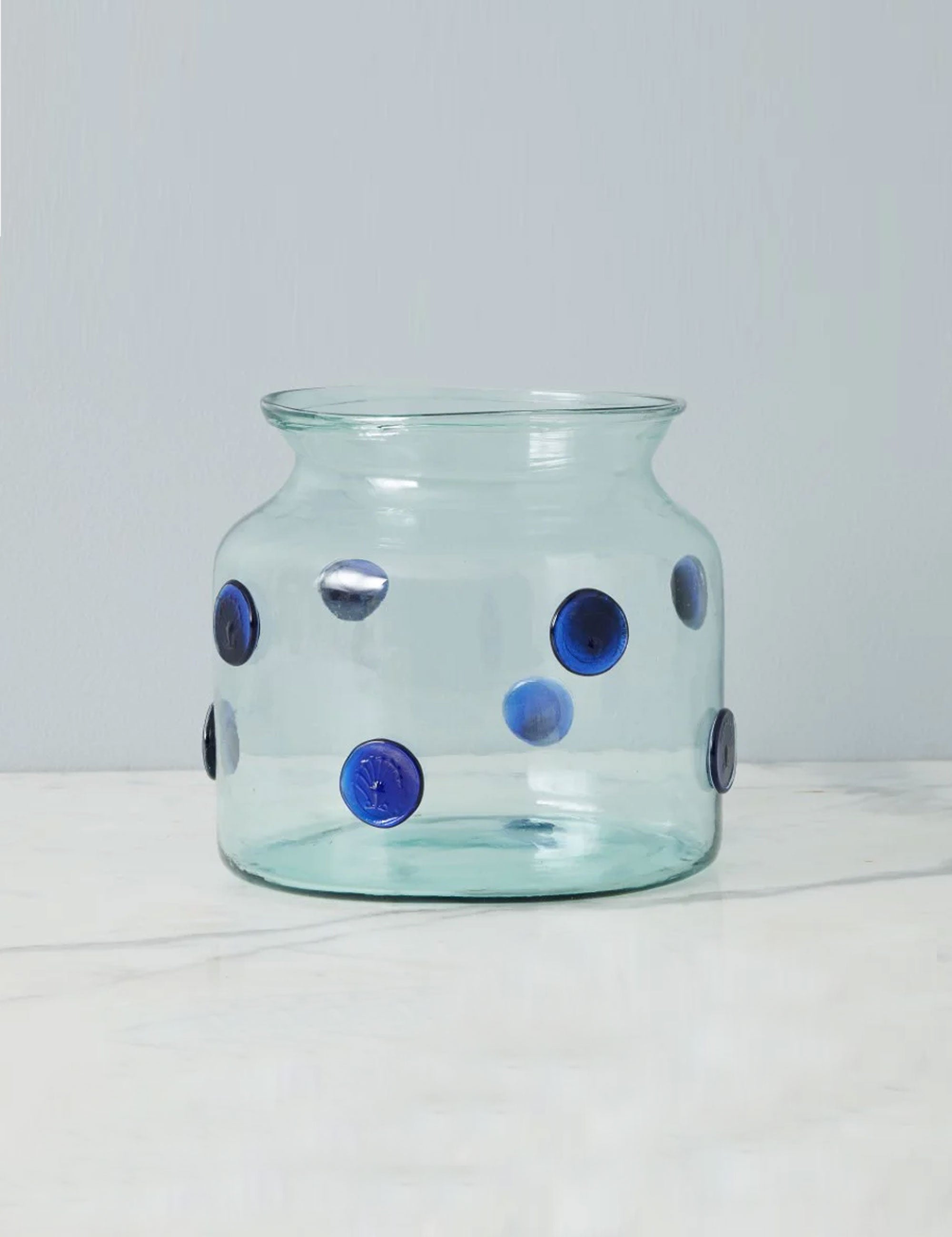 Recycled Glass Vase with Blue Glass Seashell Seals