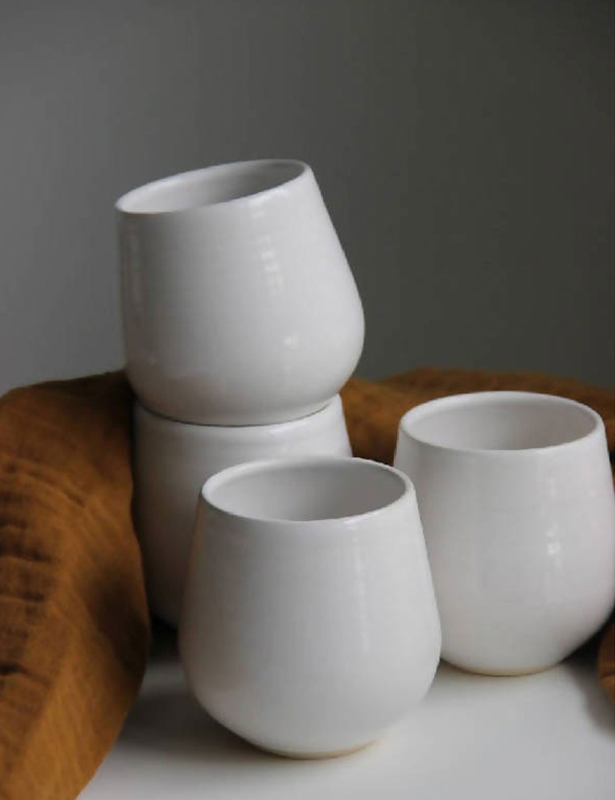 White Gloss Ceramic Tumblers, Large