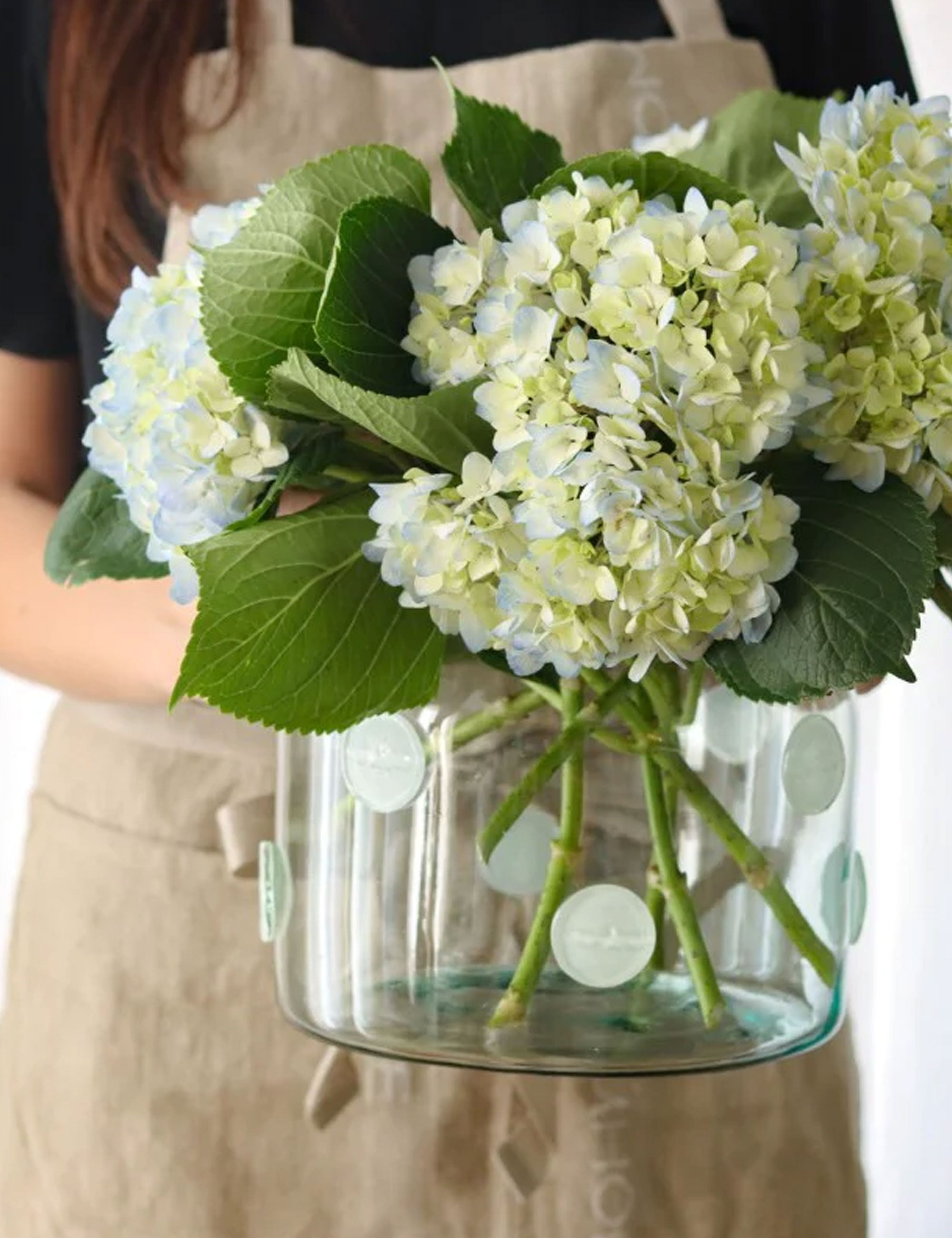 Recycled Glass Vase with White Glass Bee Seals