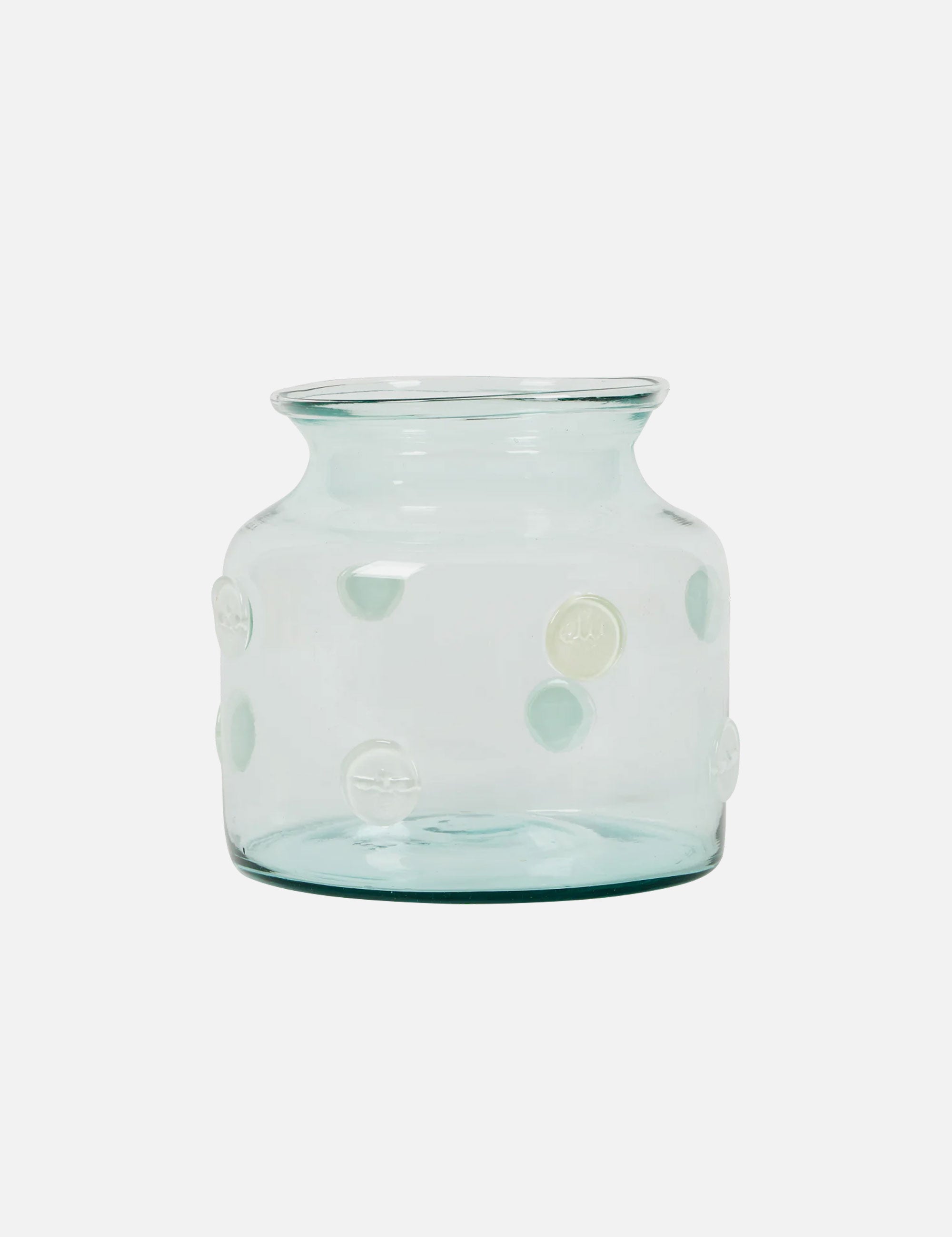 Recycled Glass Vase with White Glass Bee Seals